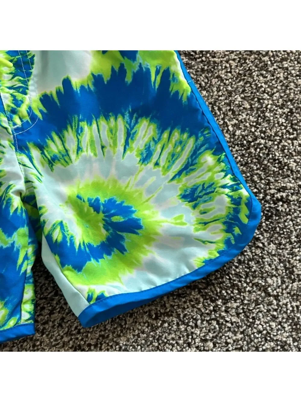 Cat & Jack Blue and Lime Green Tie-Dye Boys Swim Trunks